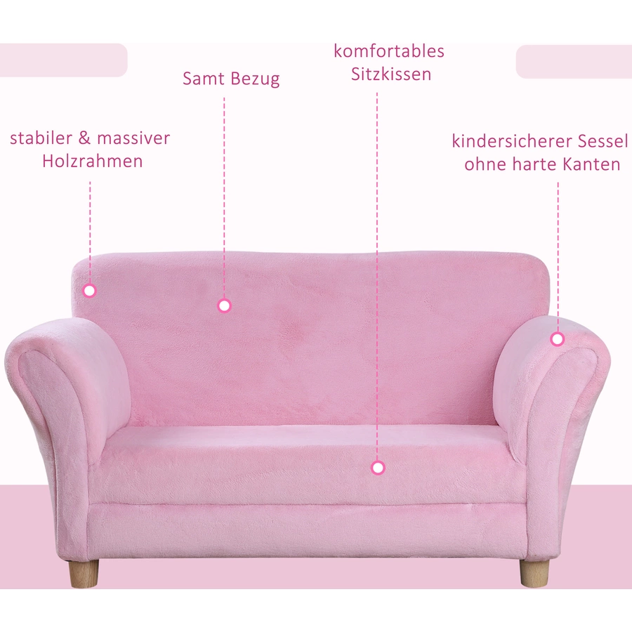 HOMCOM Kinder Erdbeersofa rosa, grün