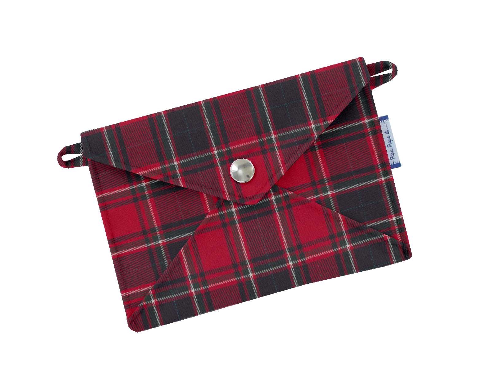 Petite Pochette Enveloppe Tartan Rouge