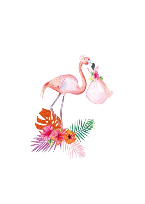 TMS | Geboortekaart | Meisje | Flamingo