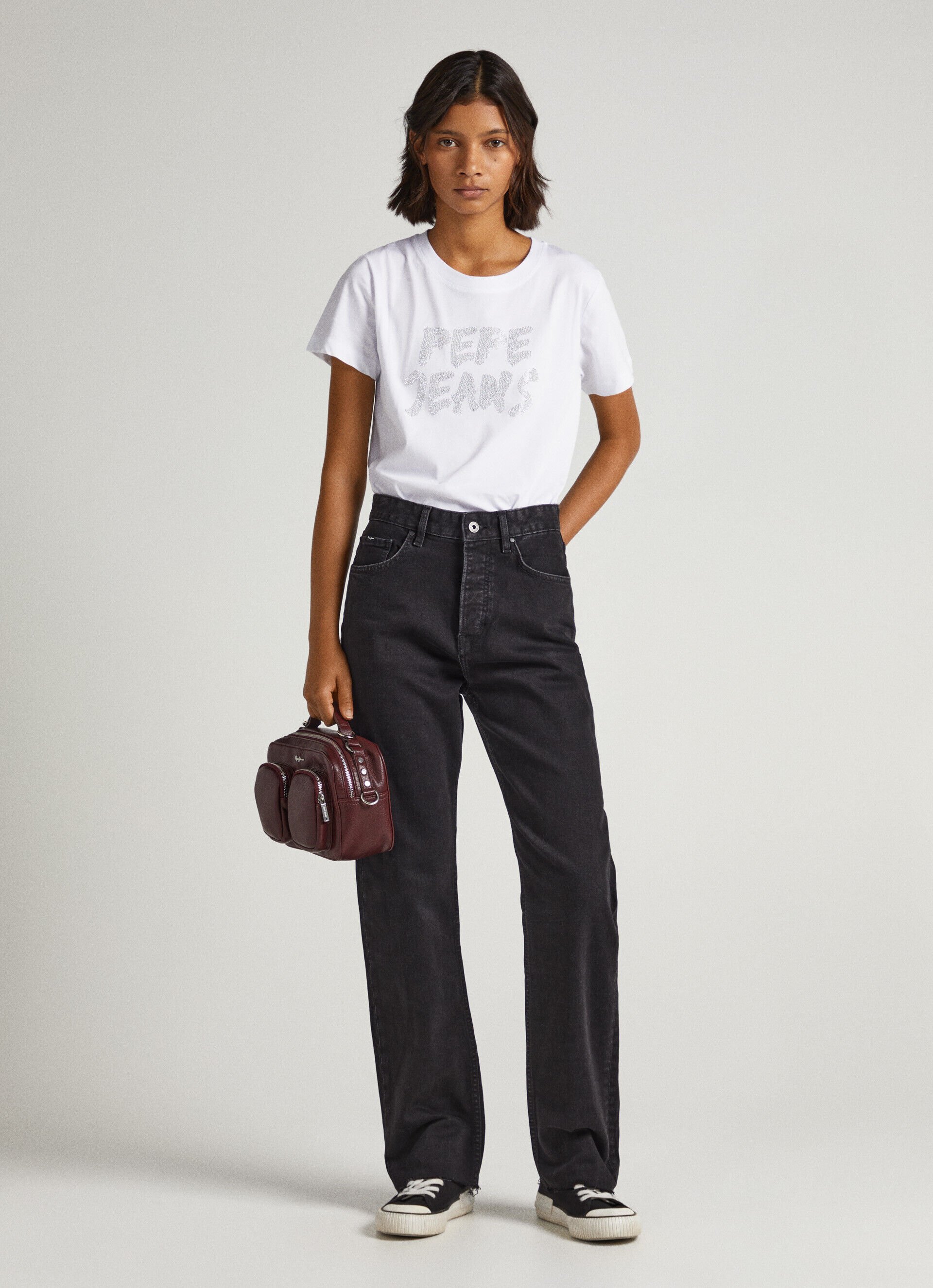 Camiseta com o logotipo Strass - branca