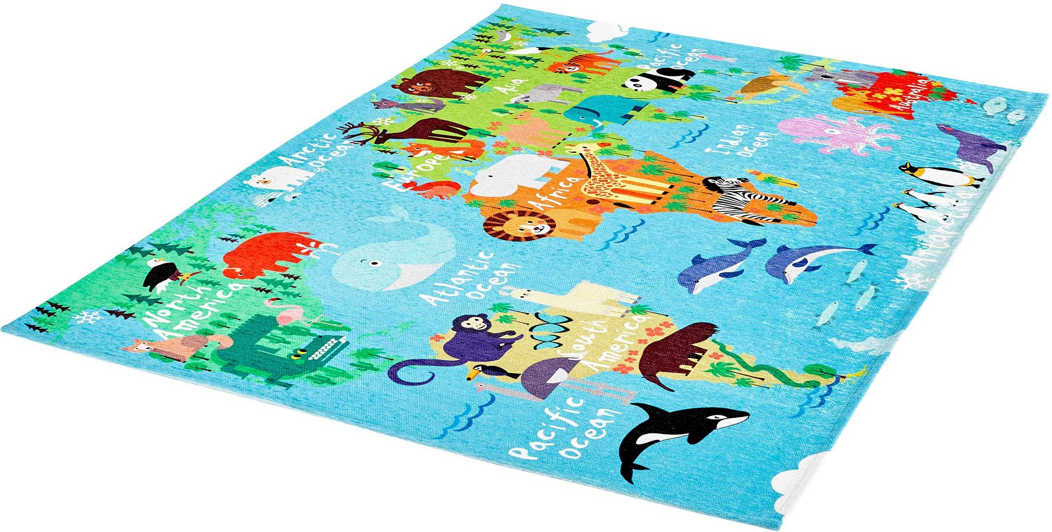 Obsession Kinderteppich »My Torino Kids 233« rechteckig 10 mm Höhe Motiv Weltkarte, Kinderzimmer