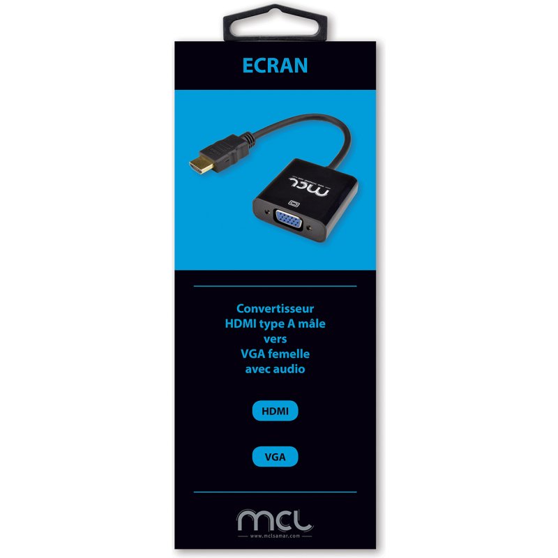 MCL CG-287C câble vidéo et adaptateur 0,24 m HDMI Type A (Standard) VGA (D-Sub) + 3,5 mm Noir