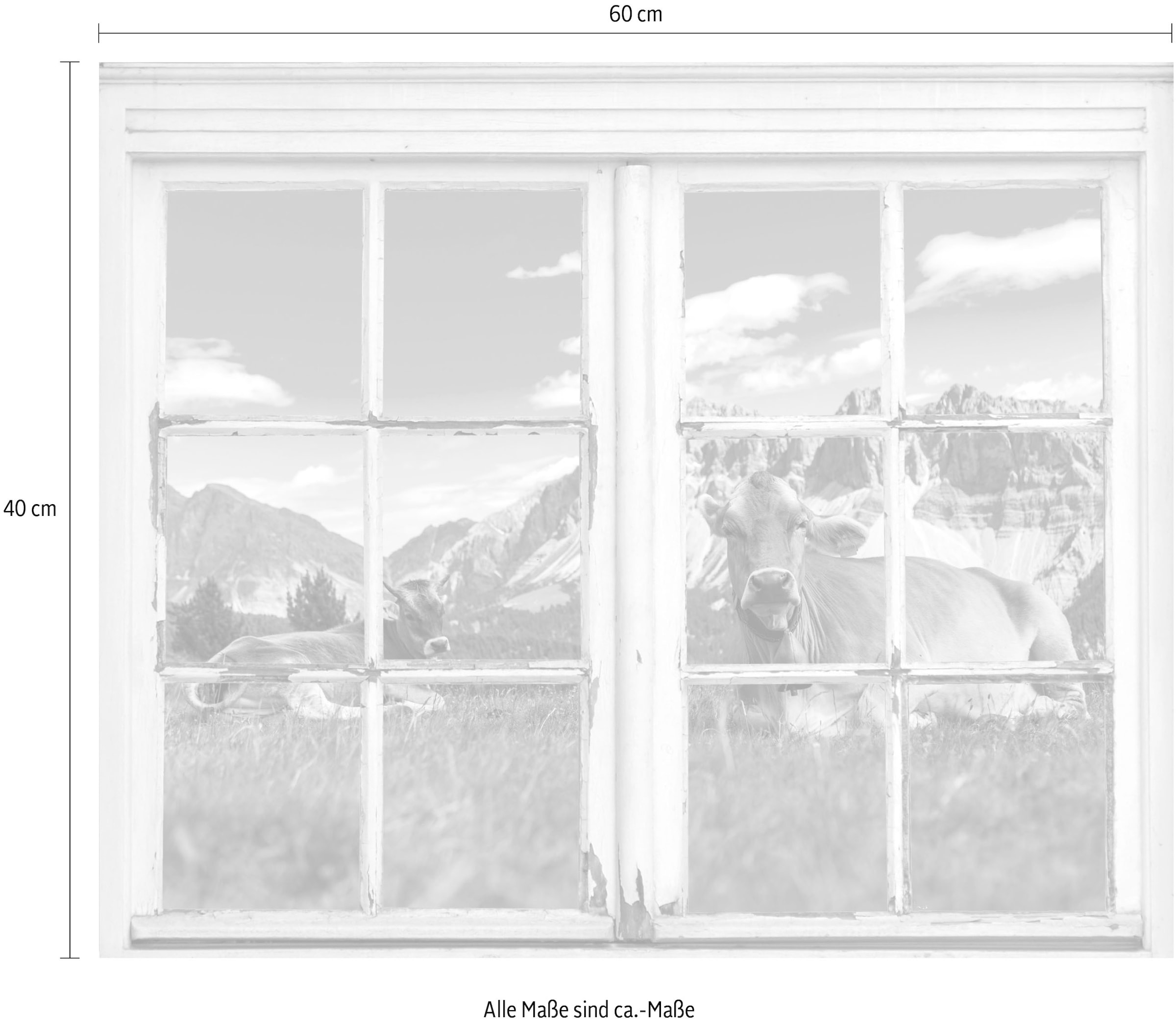 queence Wandsticker »Kühe auf der Alm« Wandsticker, Wandbild, selbstklebend, 3D, Fenster