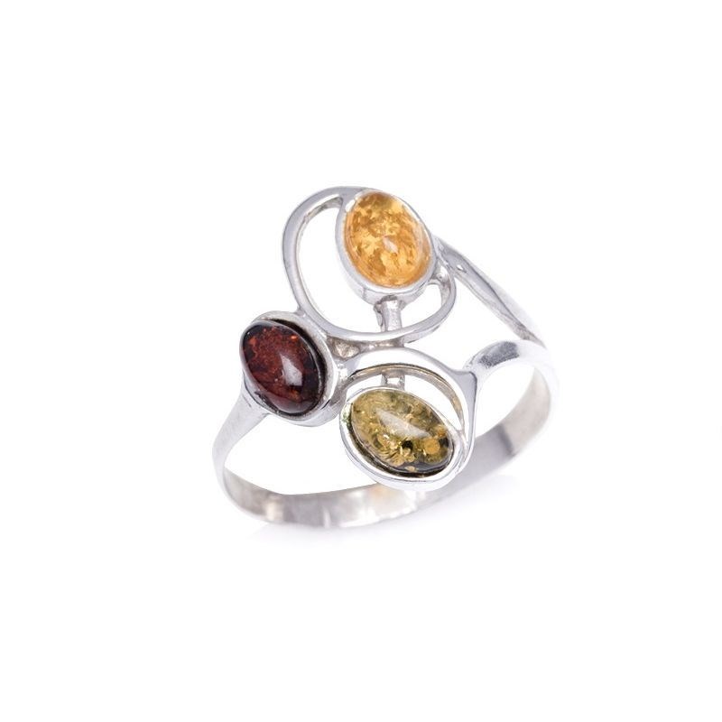 Bague argent 925 Ambre veritable de la mer Baltique