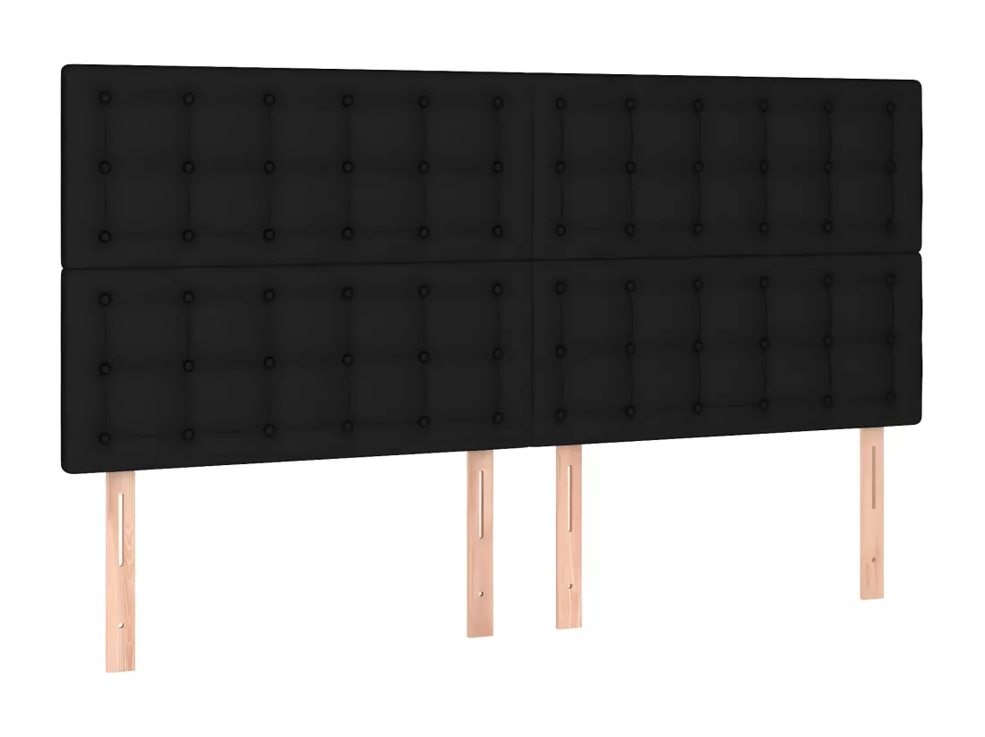 Sommier tapissier et matelas et LED Noir 200x200 cm Tissu