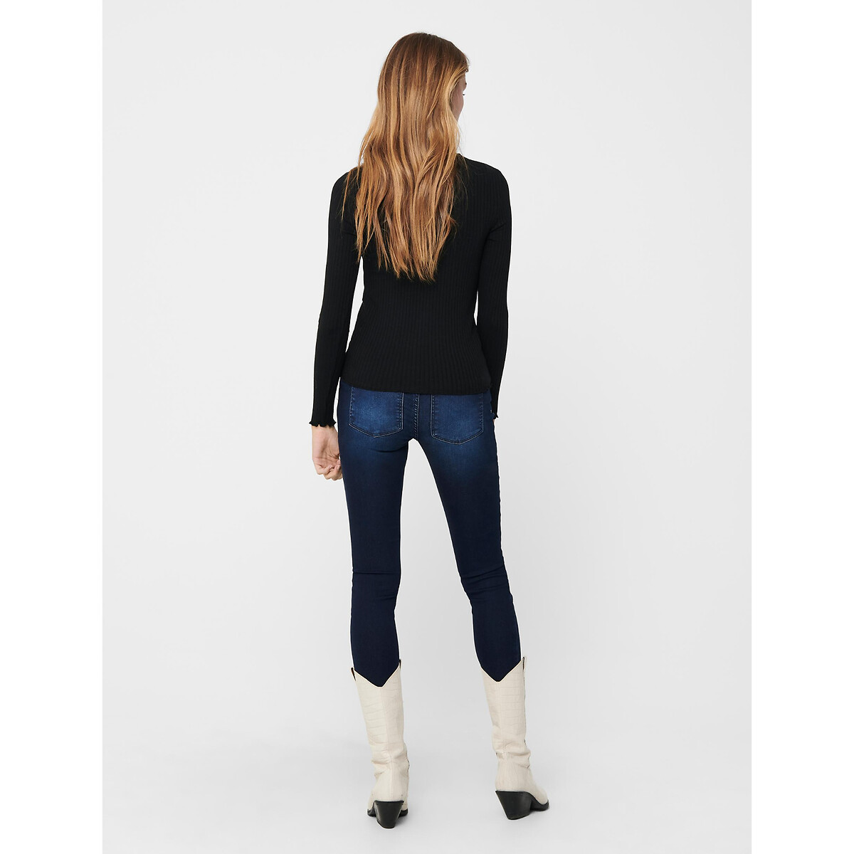 JDY<br>Camiseta canelada, gola alta