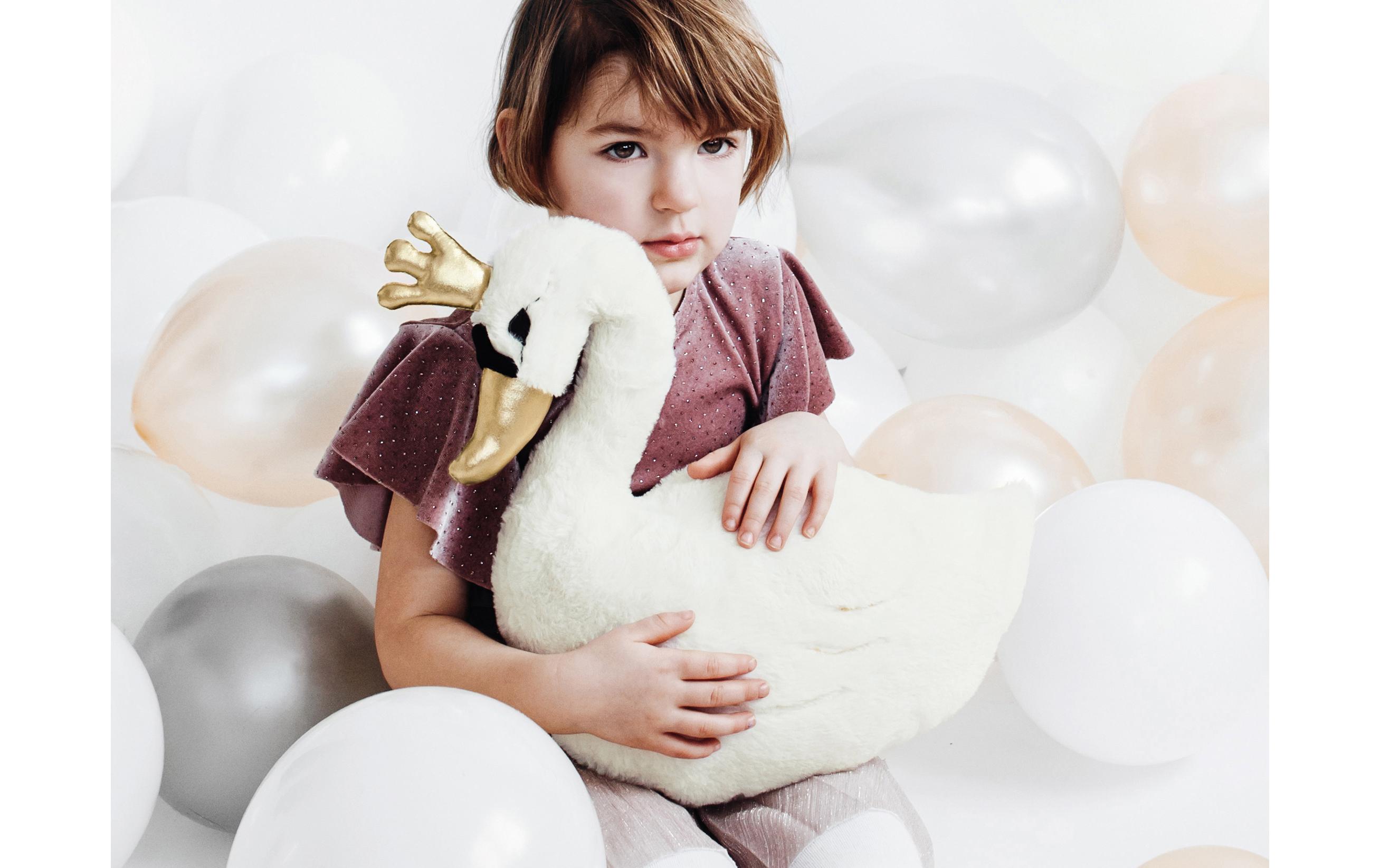 Kissen Lovely Swan 34 x 35 cm, Crème/GoldKinderspielzeug