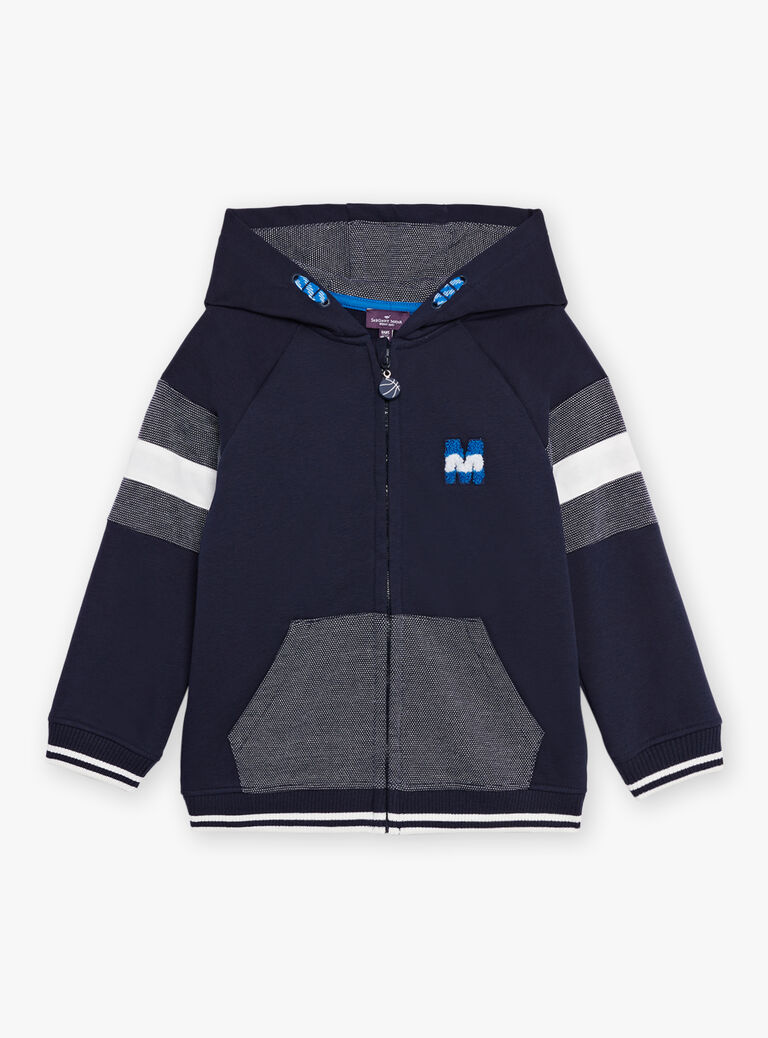 Sweat à capuche bleu marine et gris foncé