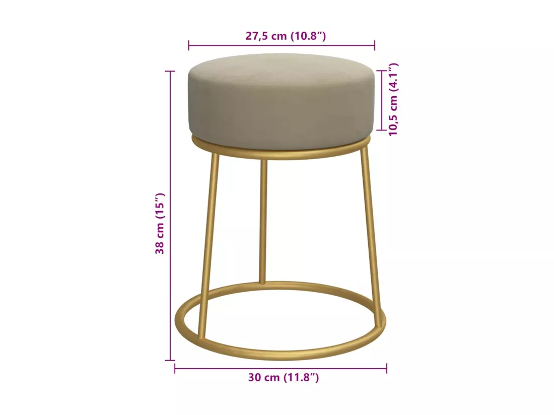 Tabouret rond Gris foncé Velours