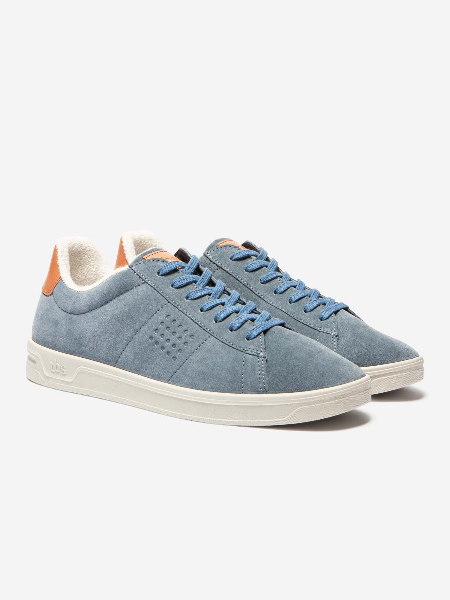 Baskets Homme Fabriquées En France Cuir Velours Bleu Clair