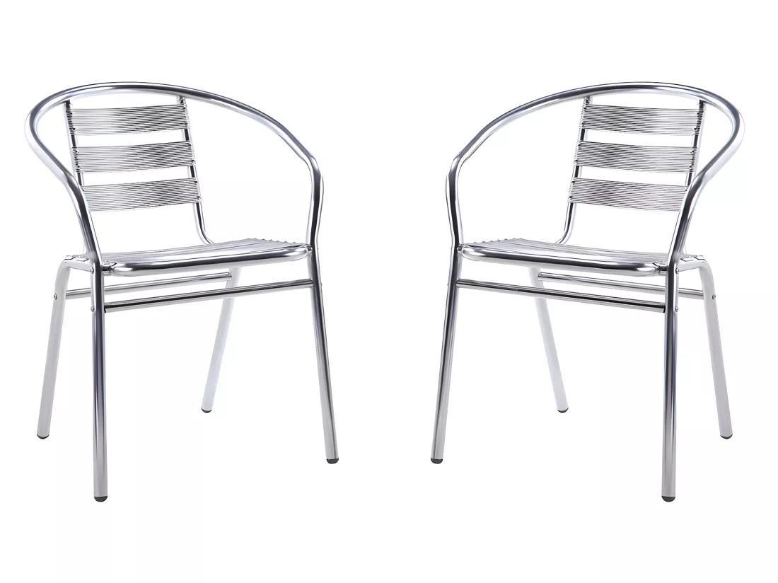 Salle à manger de jardin en aluminium : une petite table carrée et 2 chaises - MONTMARTRE de MYLIA