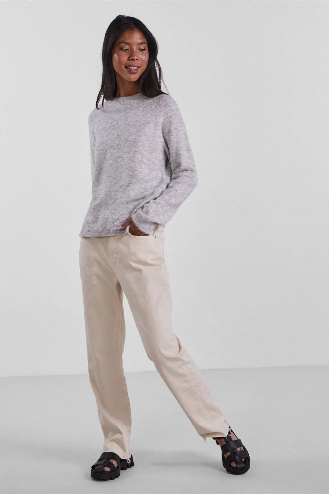Pieces Pcjuliana Ls O-Neck Knit 3933836 light grey melange