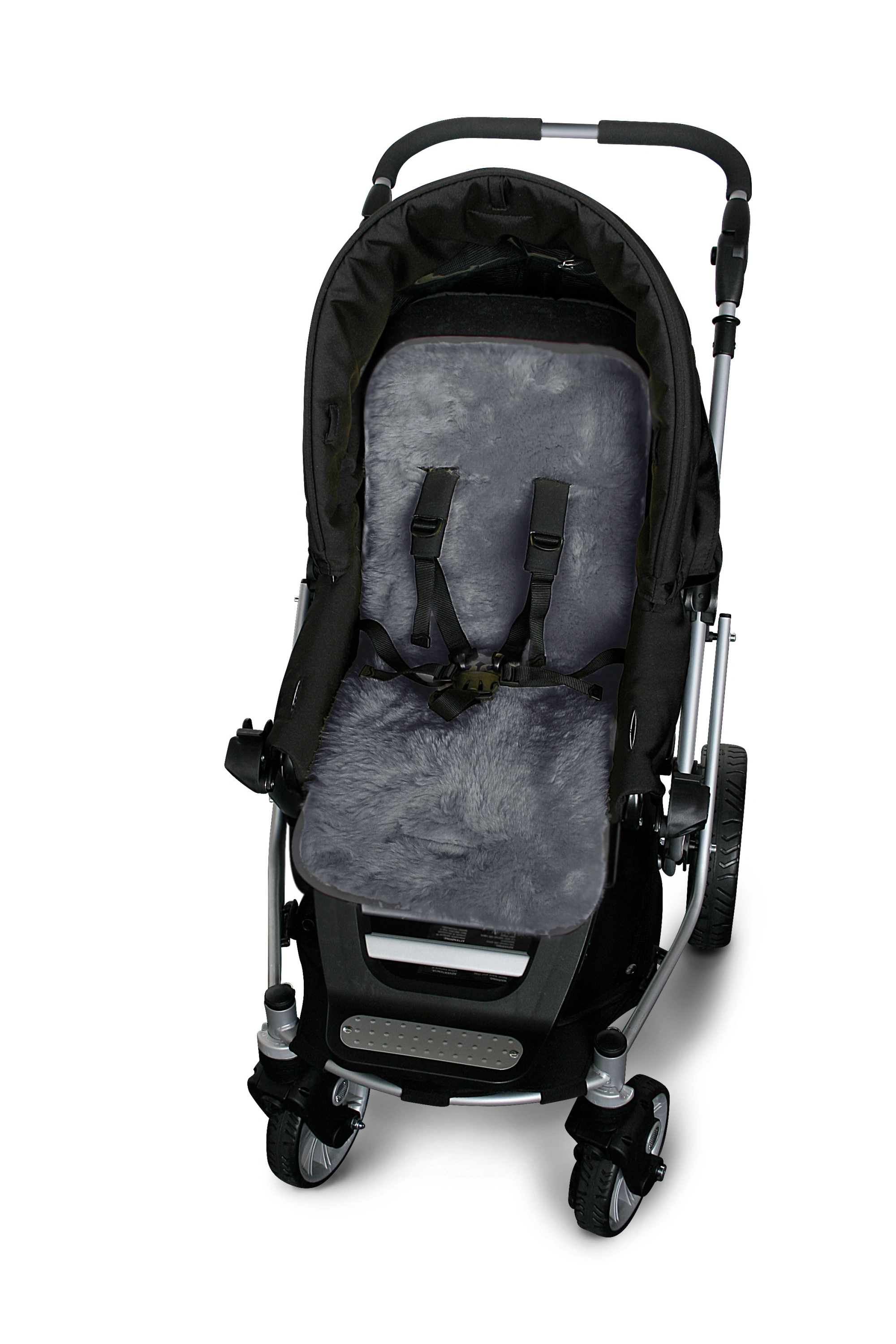 Lammfellauflage für Kinderwagen in anthrazit