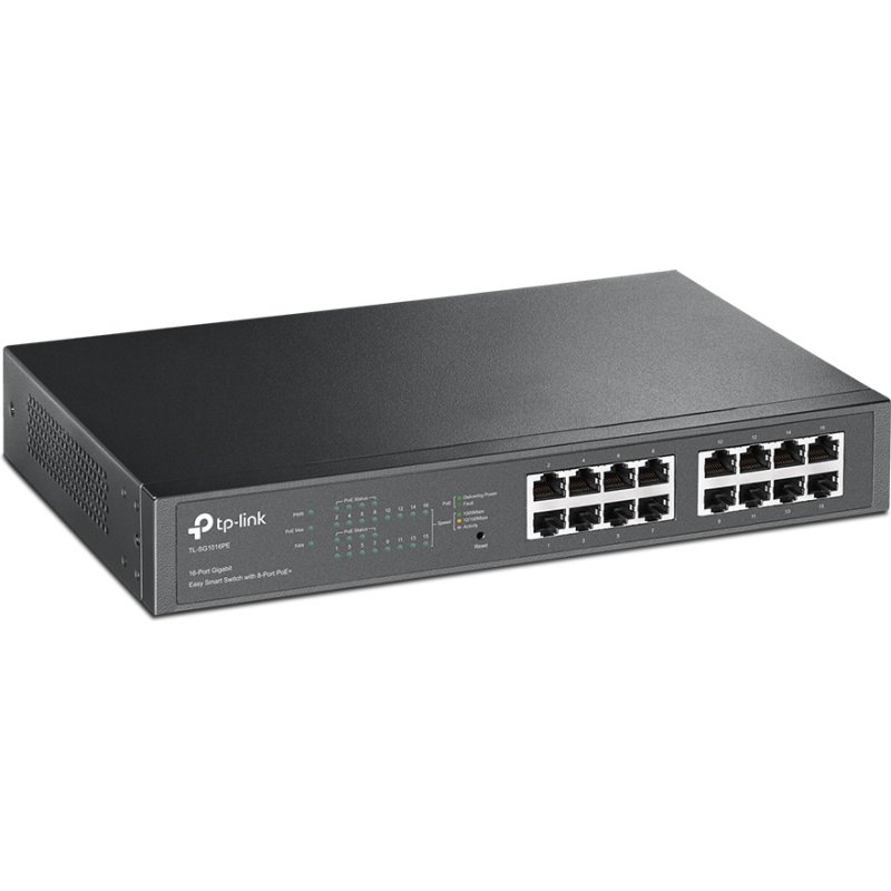 TP-Link TL-SG1016PE Géré L2 Gigabit Ethernet (10/100/1000) Connexion Ethernet, supportant l'alimentation via ce port (PoE) 1U Noir