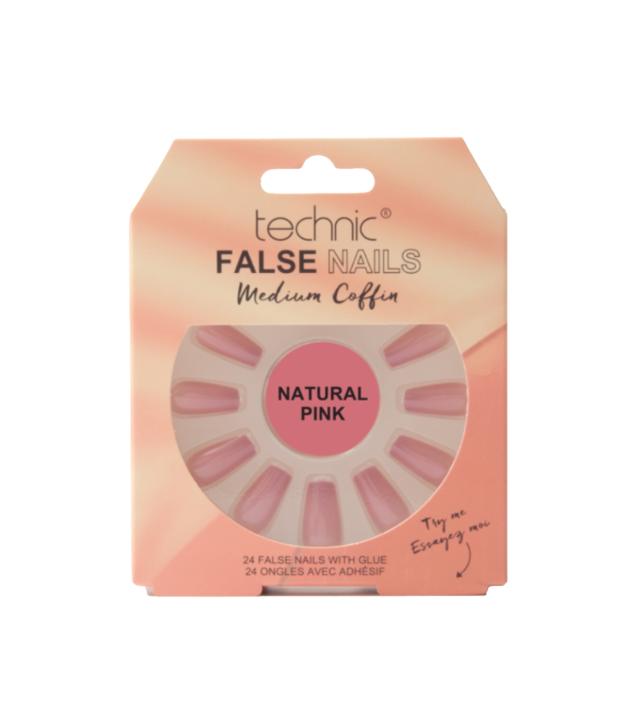 Technic Cosmetics - Unhas Postiças False Nails Medium Coffin - Natural Pink