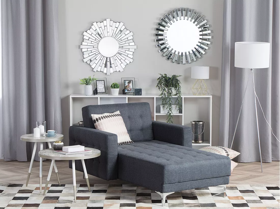 Chaise longue en tissu gris foncé ABERDEEN