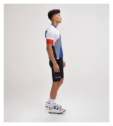 Maillot Manches Courtes Le Col Sport Léger Bleu/Blanc