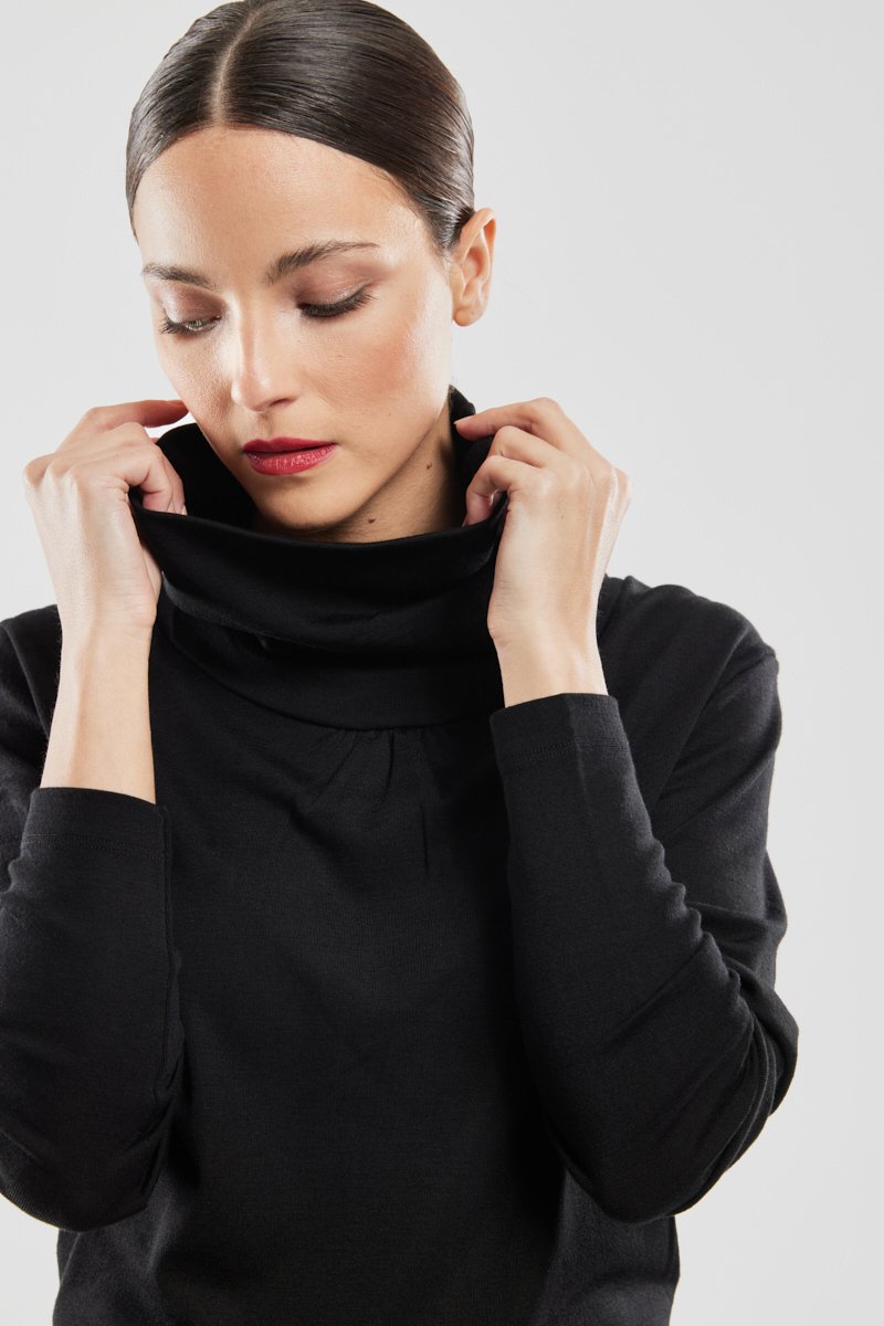 Sous pull col roulé - laine et tencel