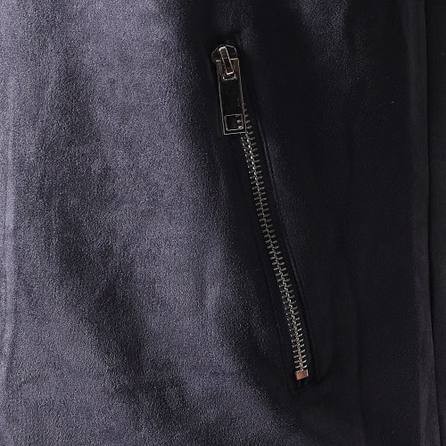 Veste Zippée Suédine Bleu Marine Noir