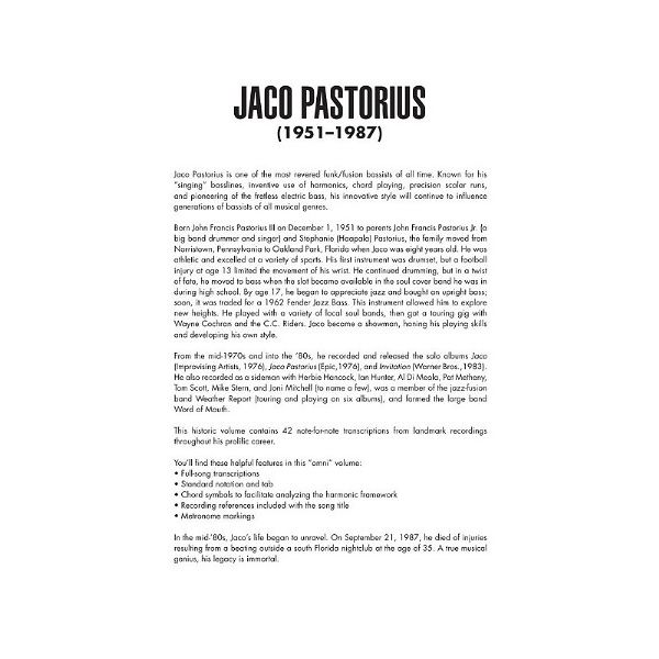 Hal Leonard Jaco Pastorius Omnibook