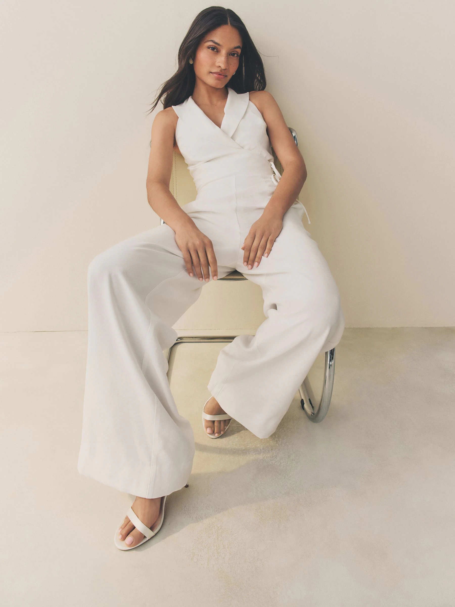 Wit - Jumpsuit met halterhals
