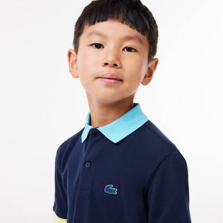 Polo color-block en piqué de coton Polos - Bleu - Lacoste - Garçon