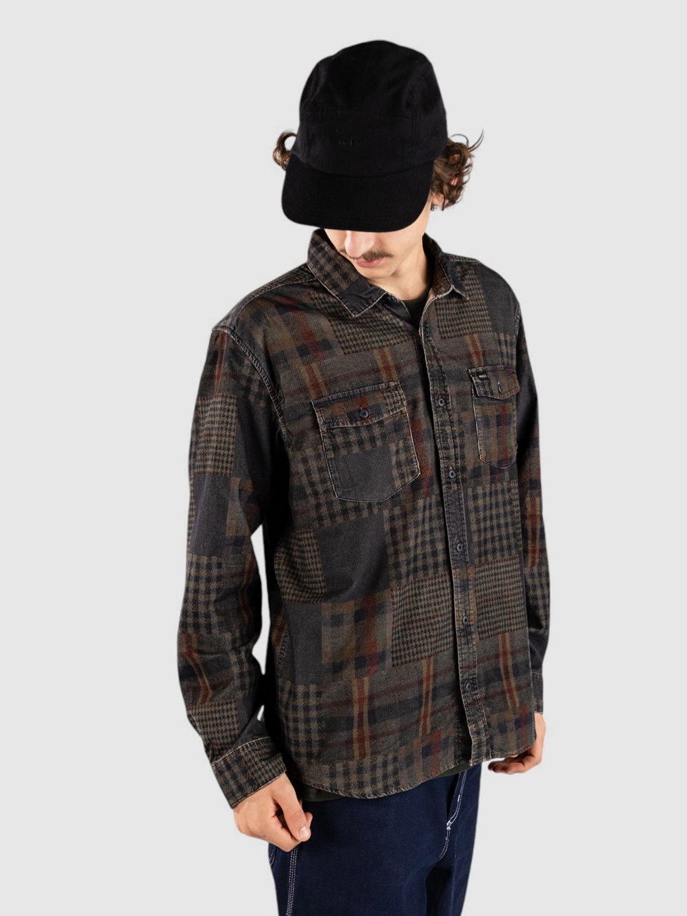 RVCA Freeman Cord Print Shirt navy marine