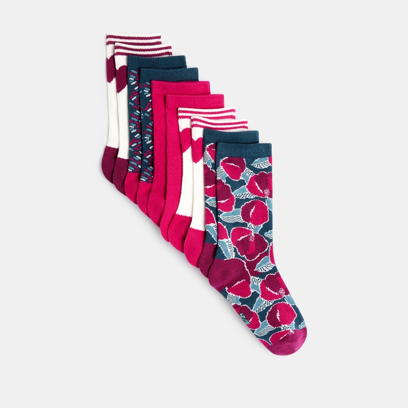 Chaussettes à motifs et unies (lot de 5) roses fille