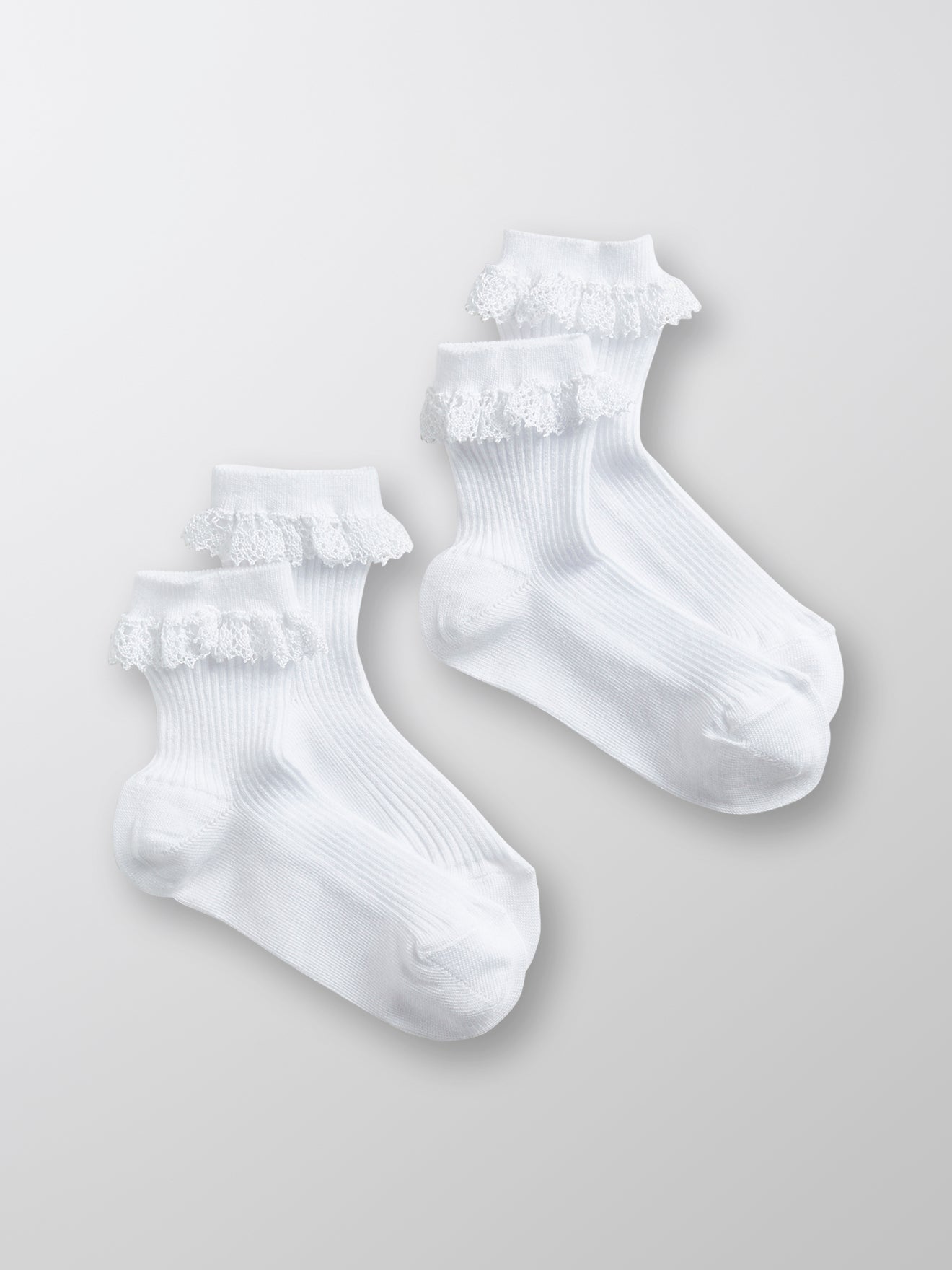 Socquettes avec dentelle fille par lot de 2