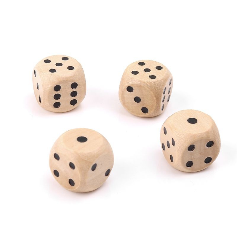 (10er Set) 16mm Holz Würfel Spiel Zubehör Party Cube Würfelspiel - Braun