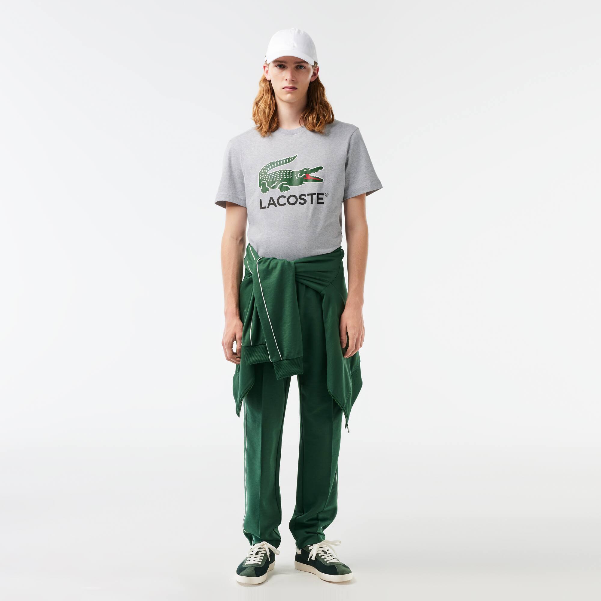 T-Shirt aus Baumwoll-Jersey mit Signatur-Aufdruck T-Shirts - Grau - Lacoste - Herren