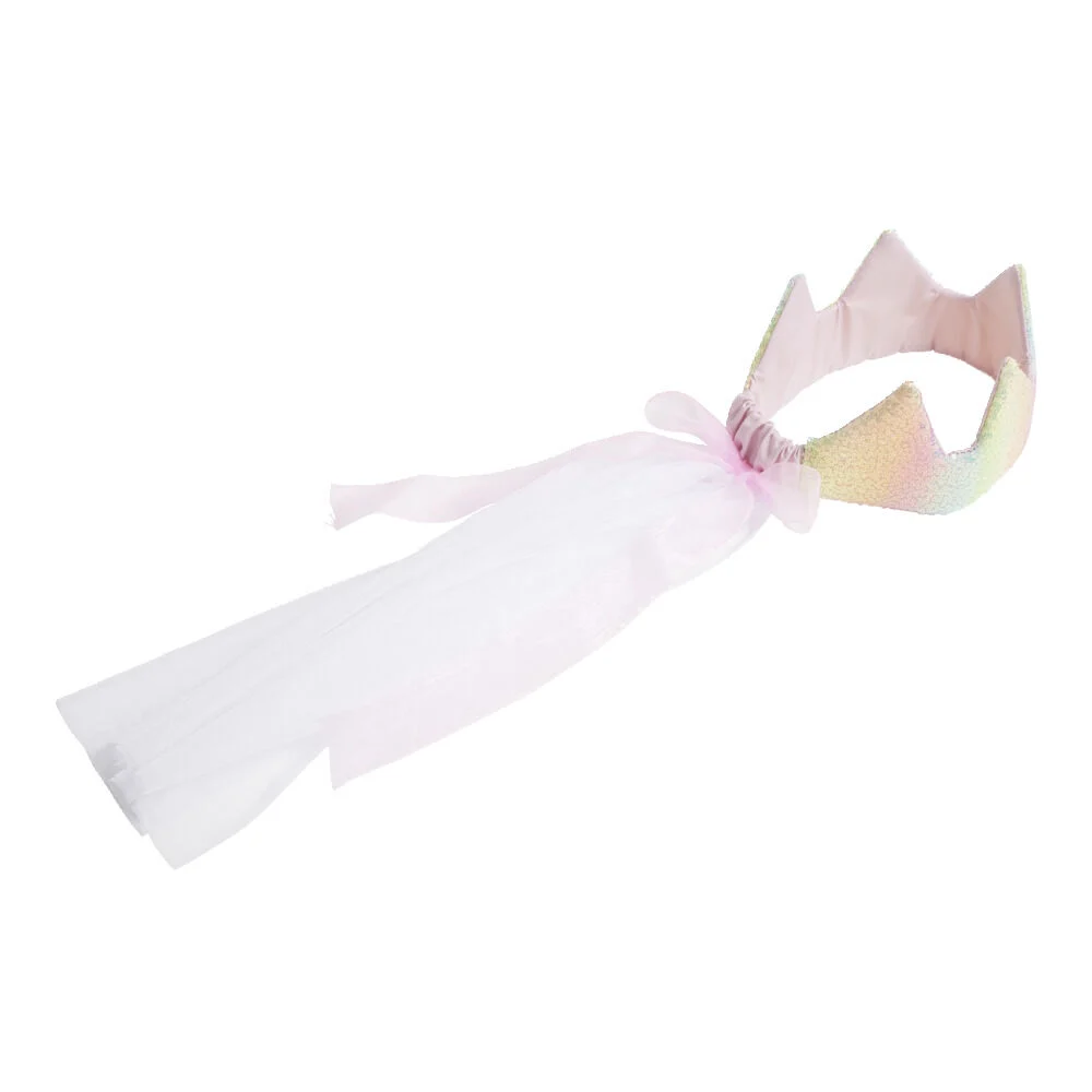 Couronne rose avec voile pour déguisement fille 8,5x47,5cm