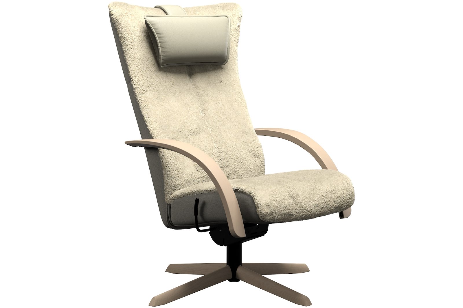 Delta Motion Wood Lenestol Fåreskinn Scandinavian Blond og S09 hvitpigmentert sokkel