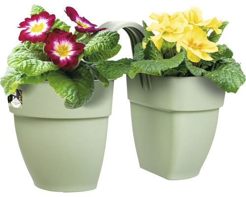 elho Vibia Campana Flower Twin 21 bloembak, kunststof, 21 x 38,4 x 26,5 cm, pistachegroen