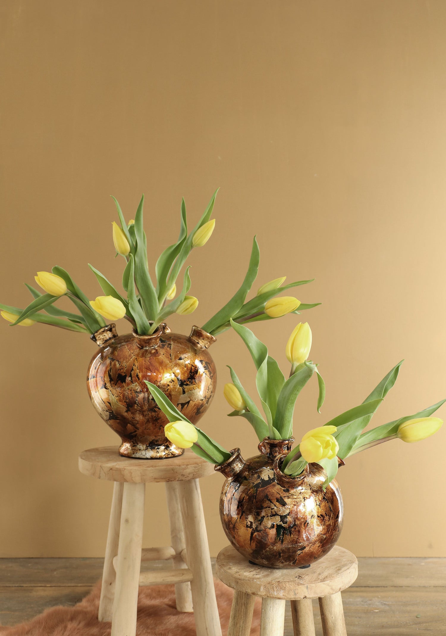 Tulpenvaas Tulip koper / goud 13 x 13 x 11 cm