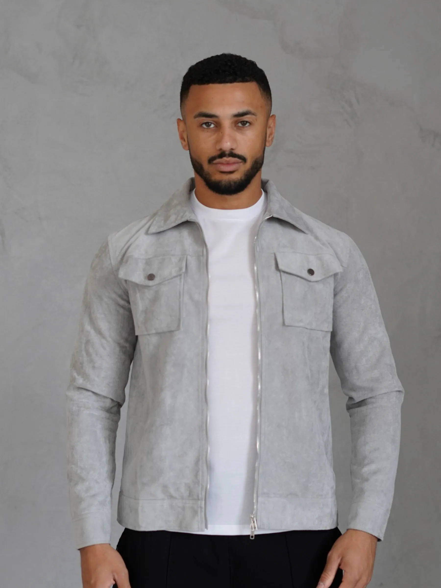 Grijs - CAPO Faux Suede Jacket