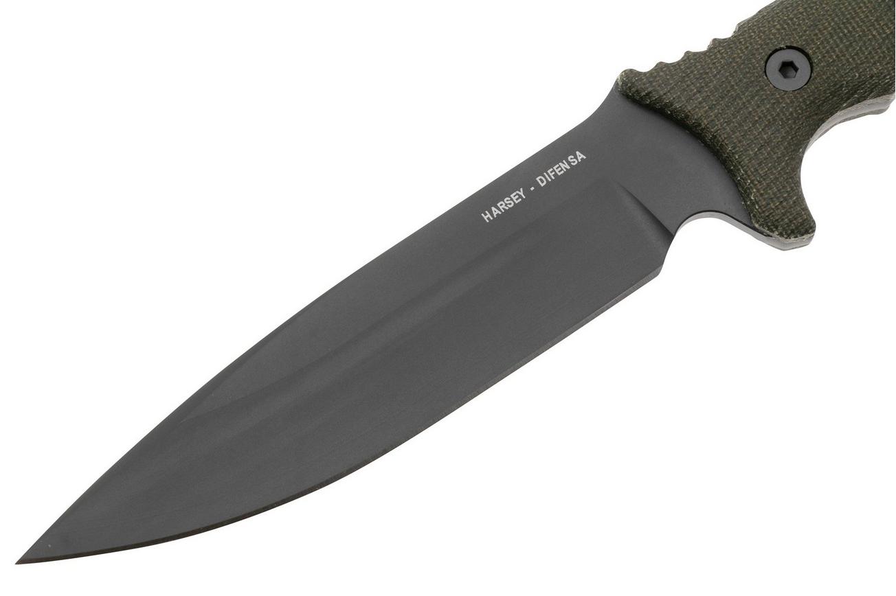 Spartan Blades Harsey Difensa SB19BKGRKYBK Black, Green Micarta, survivalmes, kydex schede