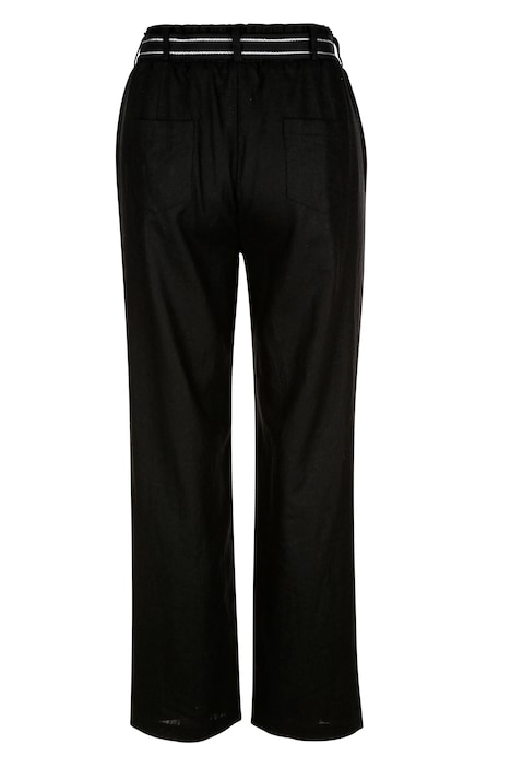 Hose, Straight Fit, Pailletten, Bindegürtel