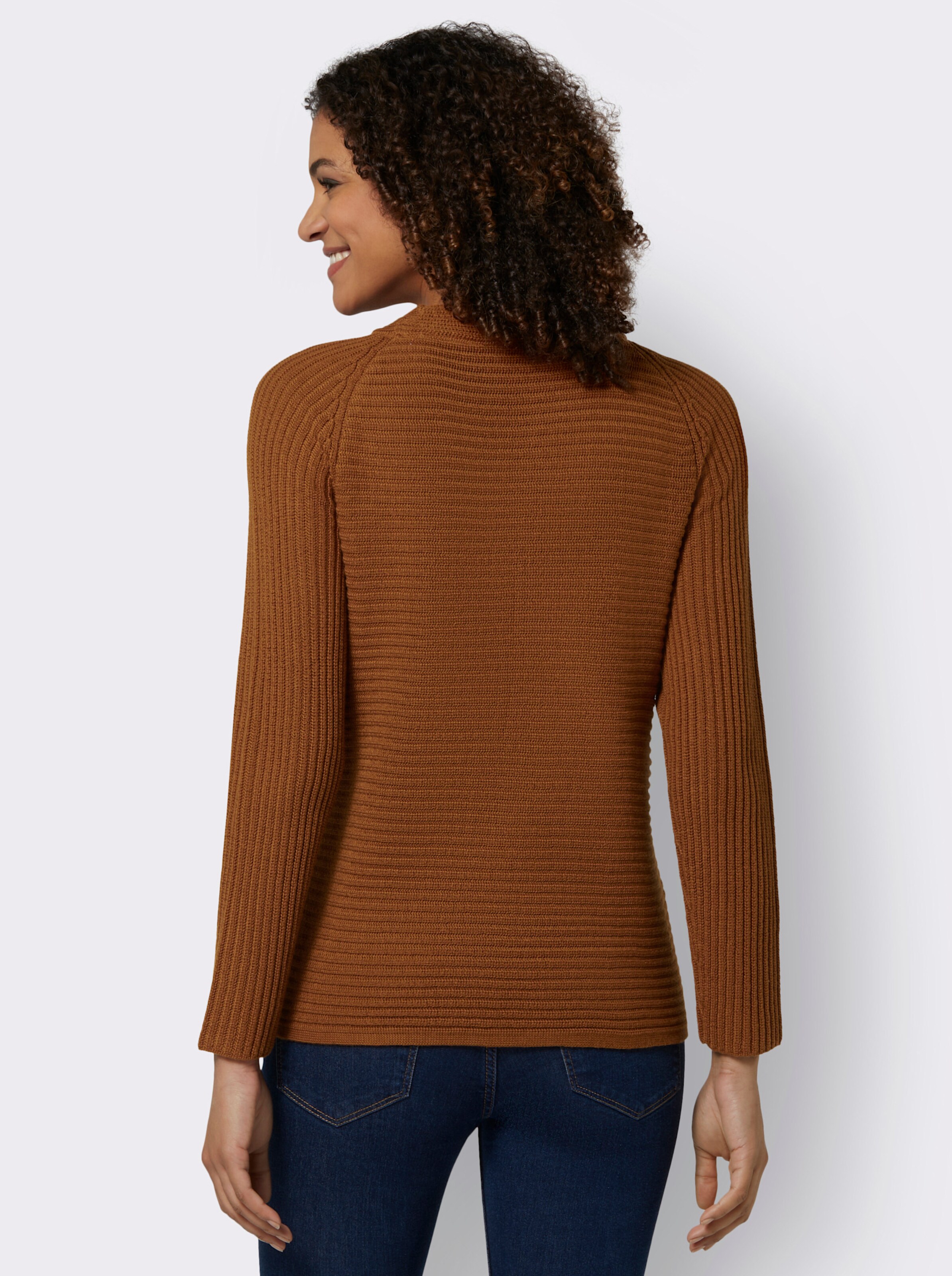 Langarm-Pullover mit Raffung am Saum