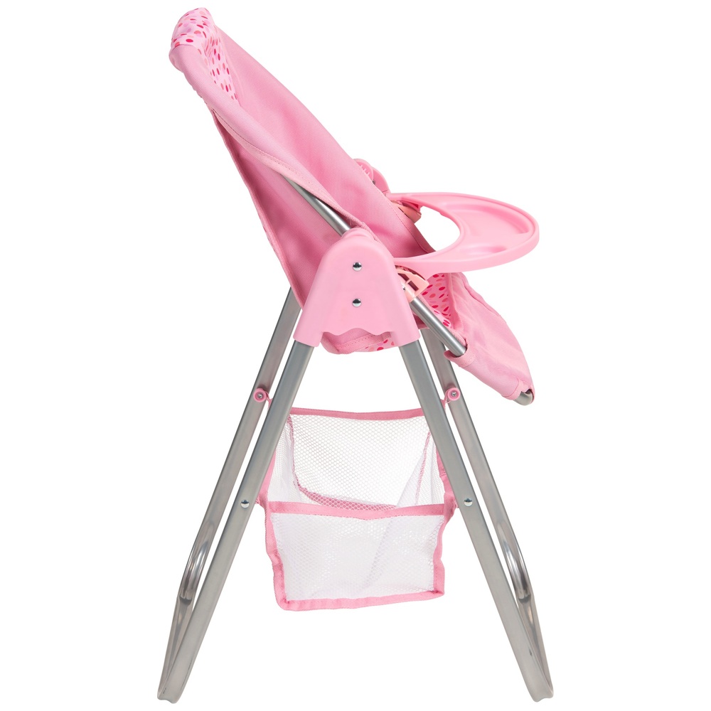 Puppenhochstuhl mit rosa Punktmuster