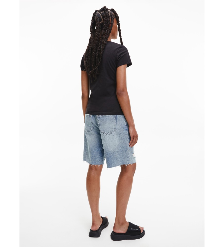 Camiseta Calvin Klein Jeans Slim de algodão orgânico com logo, preta