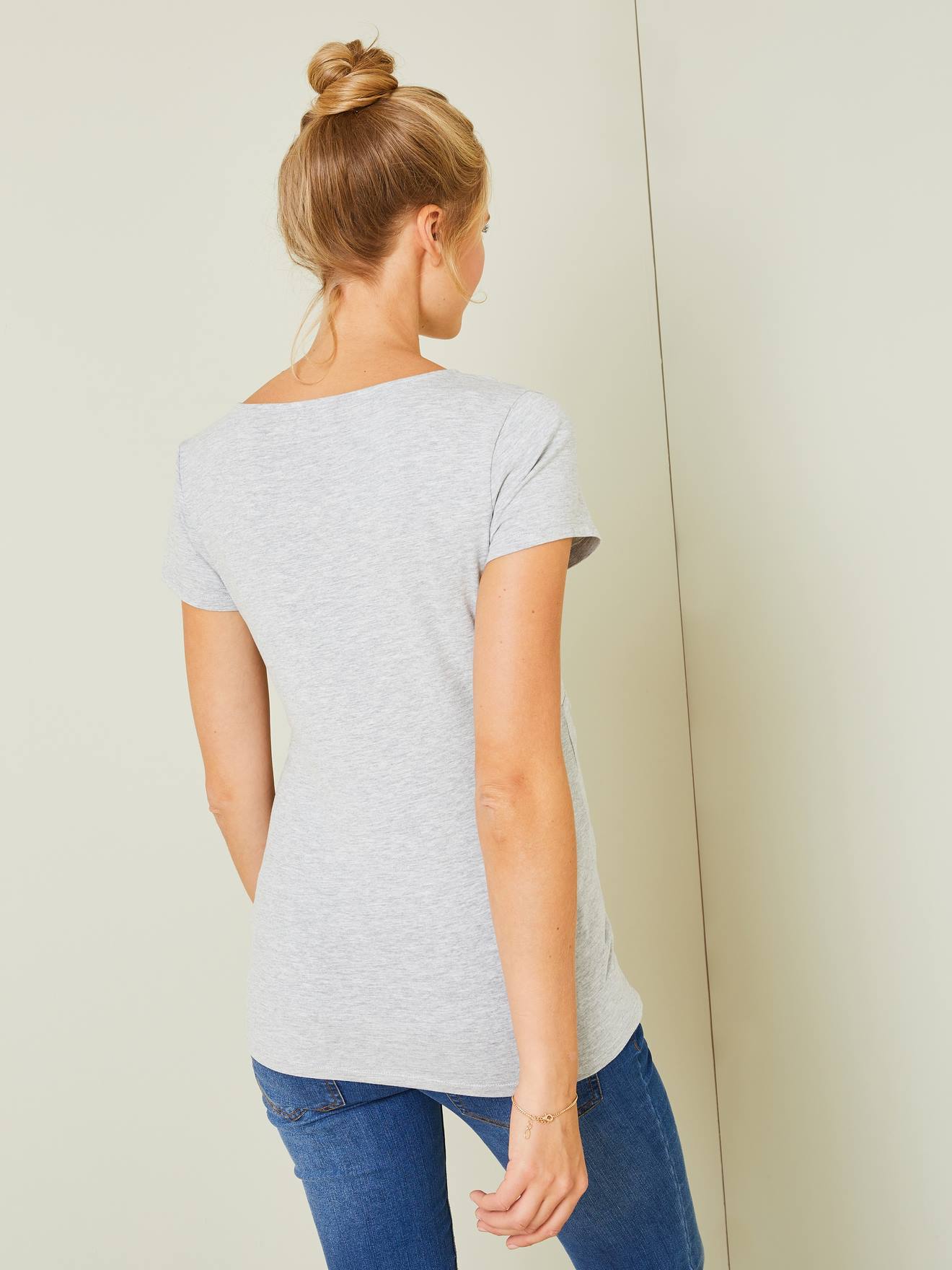 Conjunto de 2 camisetas lisas azul-escuras para gestantes e lactantes.