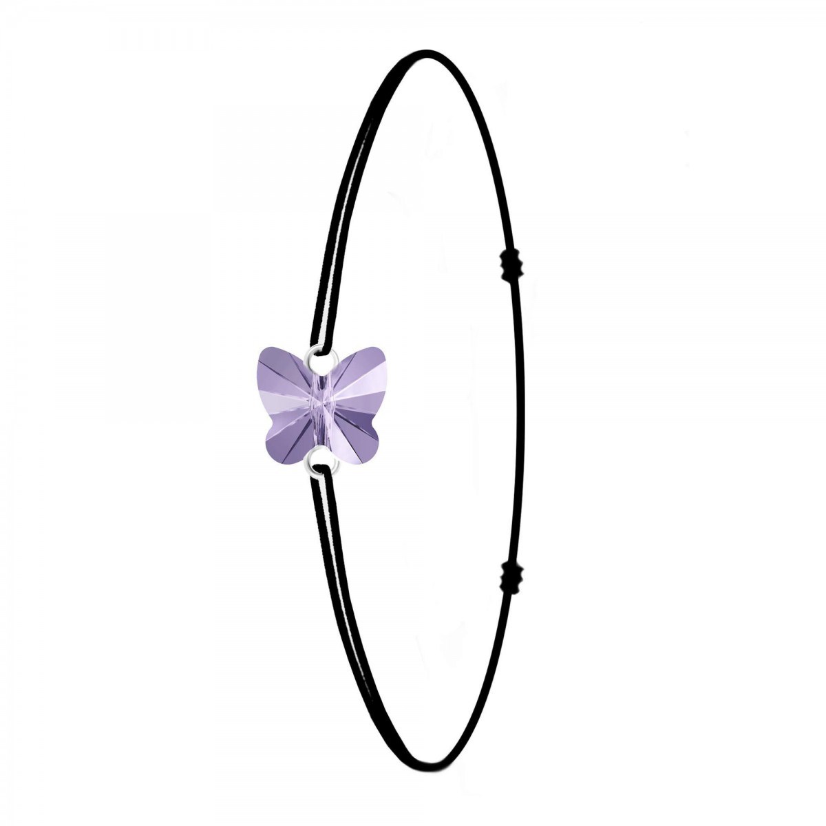 Bracelet noir et papillon SC Crystal orné de Cristaux scintillants en Tissus
