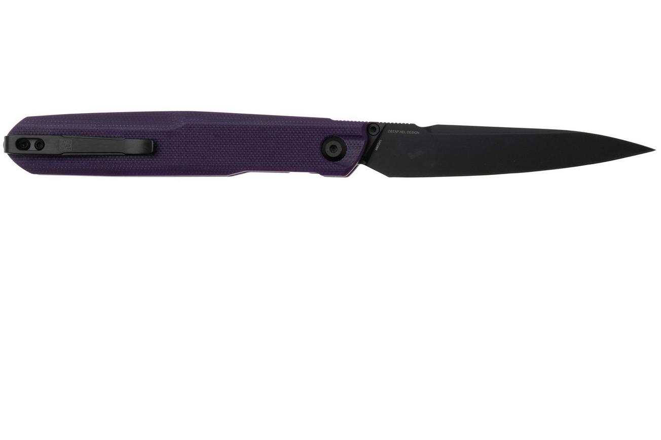 Real Steel G5 Metamorph Button Lock 7832P Black 14C28N, Purple G10, zakmes, Ostap Hel design