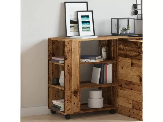 Armoire à roulettes vieux bois 60x35x75 cm bois d'ingénierie