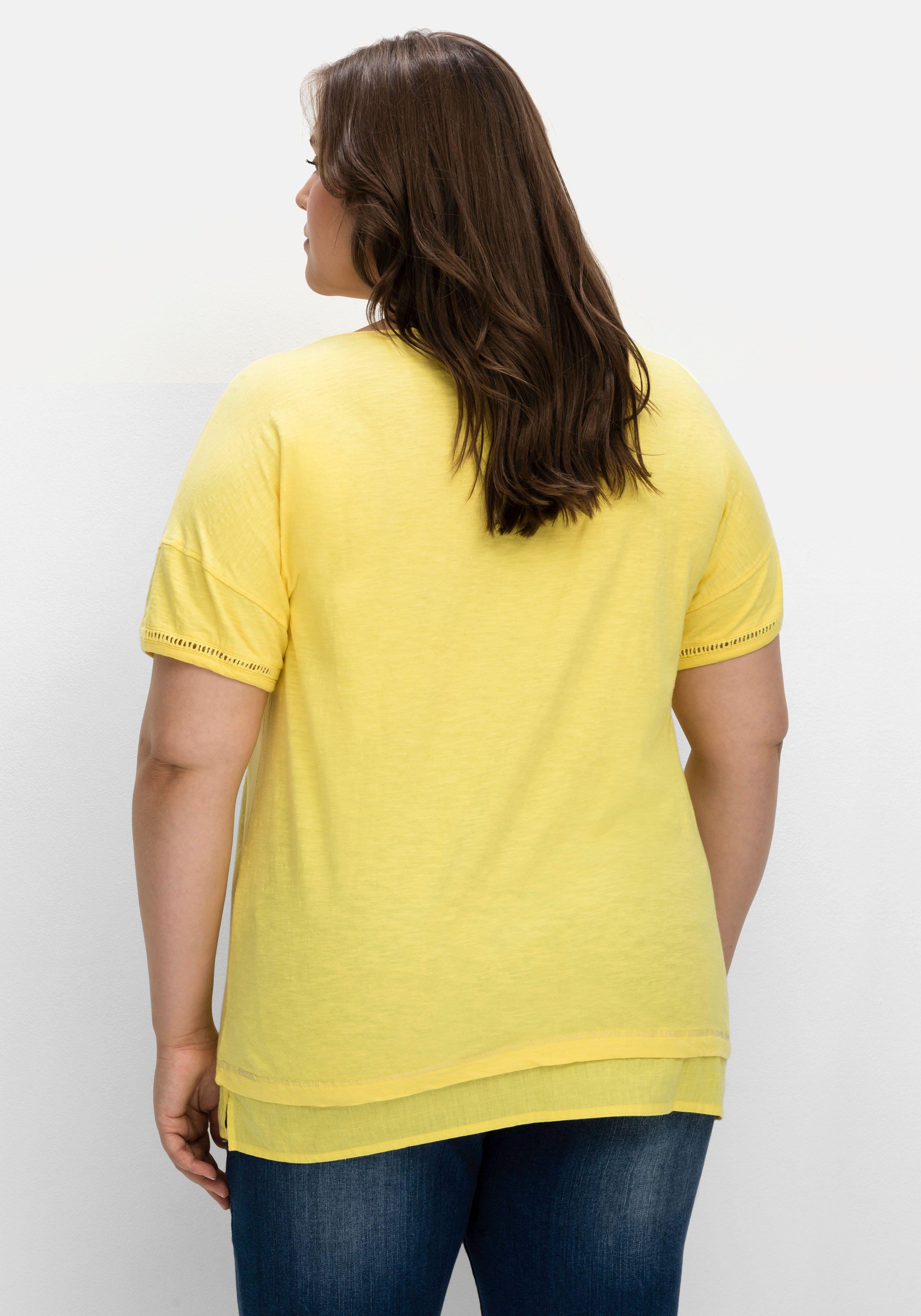 Shirt mit Blusenbesatz am Saum