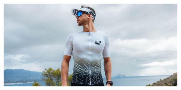 Maillot manches longues Compressport Tri Postural Aero SS Top Noir/ Blanc
