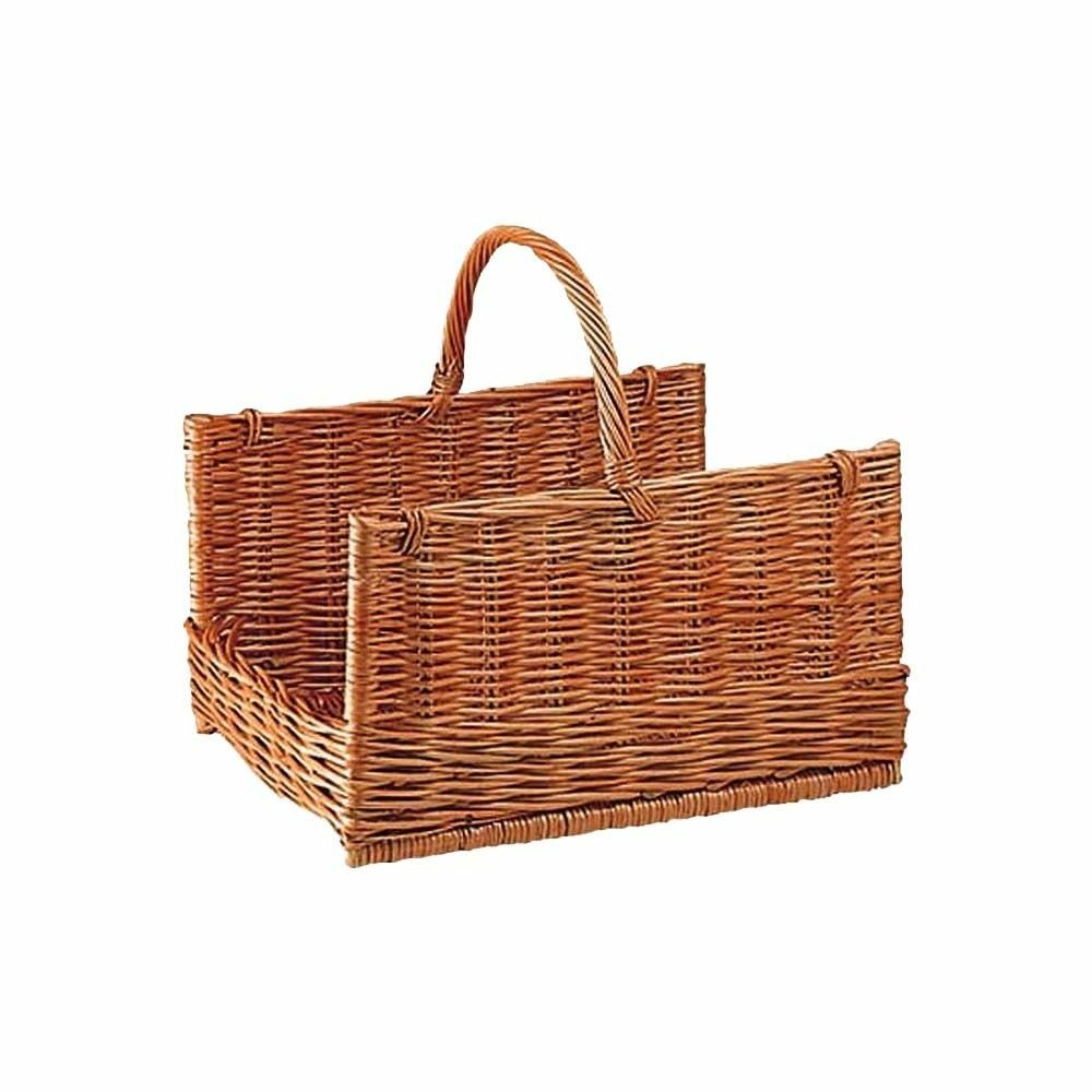 Panier à bûches en osier buff grand modèle