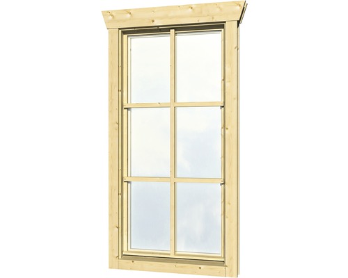 Enkel raam voor tuinhuis, 28 mm SKAN HOLZ, linksdraaiend, 57,5 x 123,5 cm, natuurlijke afwerking