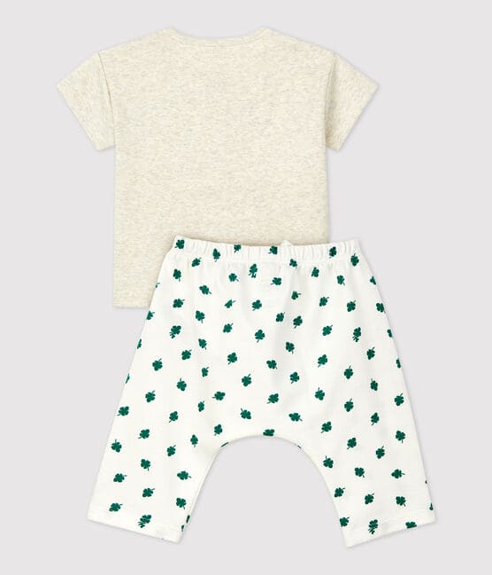 Ensemble 2 pièces imprimé végétal en molleton bio bébé